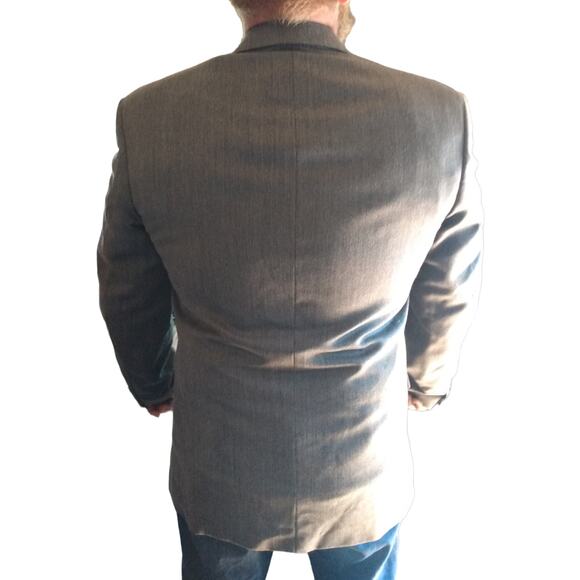 Vntg Nipon Gold Mens Gray Wool Blend Blazer 42L Classic 3 Button Career Jacket - Picture 3 of 10